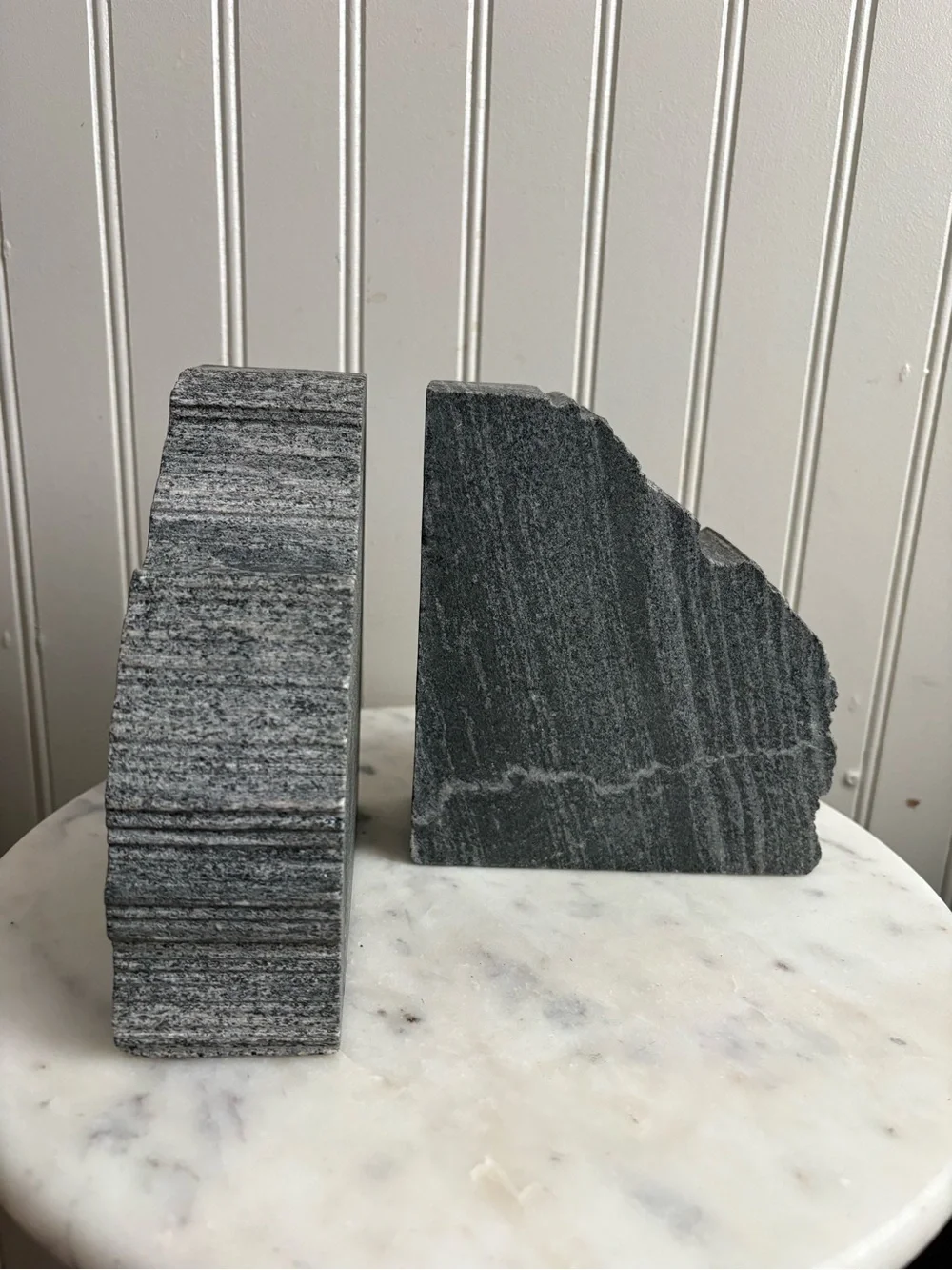 Chiseled Granite Bookends Pair Set of 2 Brutalist Mid-Century Modern MCM Stone